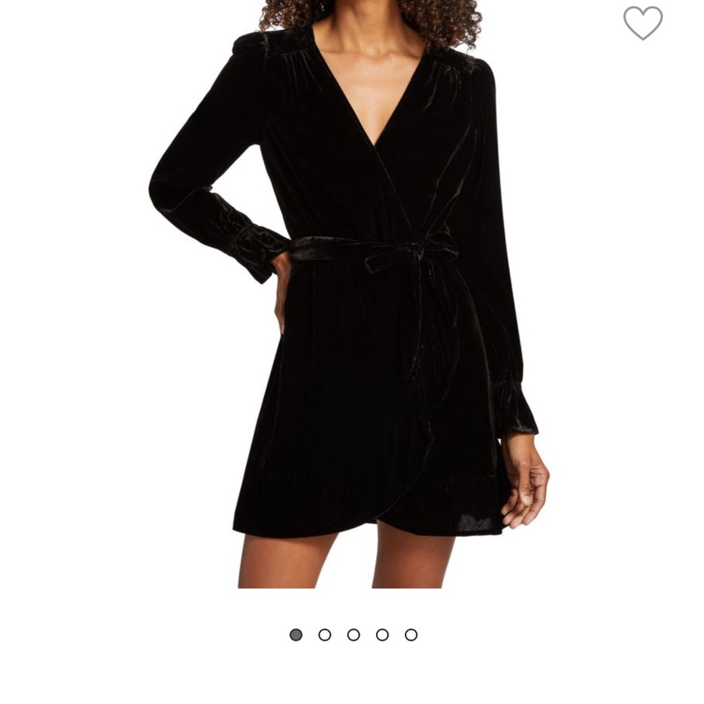 PAIGE Black Sheath Wrap Dress with Cuffed Sleeves